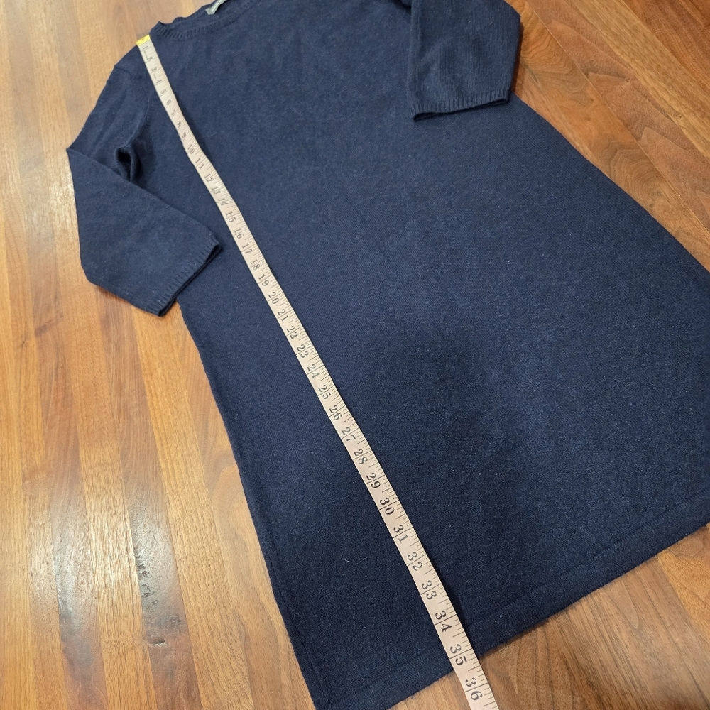 Indulge Cashmere Sweater Dress Navy Blue Long Sleeve Dress Sweater Size Small - Picture 6 of 6